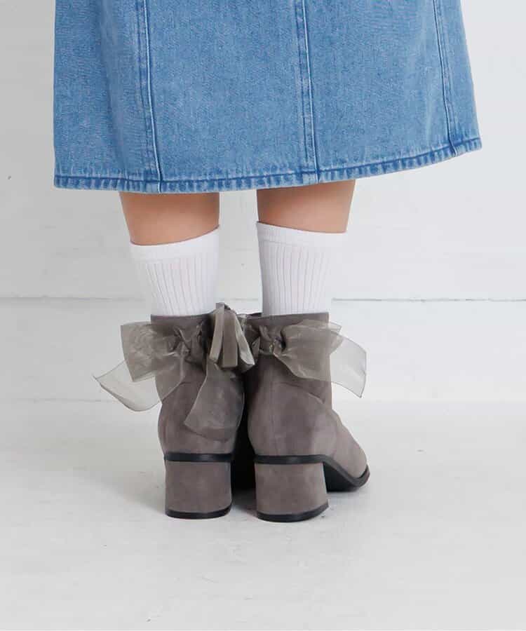★SALE★バックリボンスウェードショートブーツ