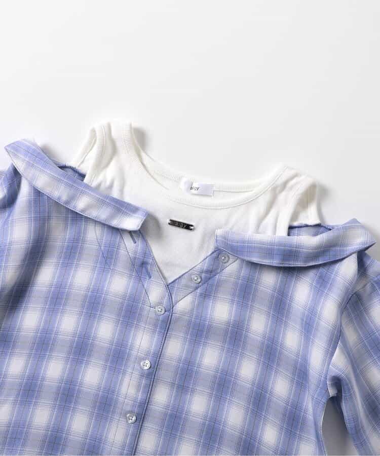 ★SALE★ドッキングチェックシャツ_724067