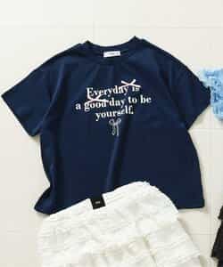 ★SALE★シルケット加工りぼん付きロゴTシャツ