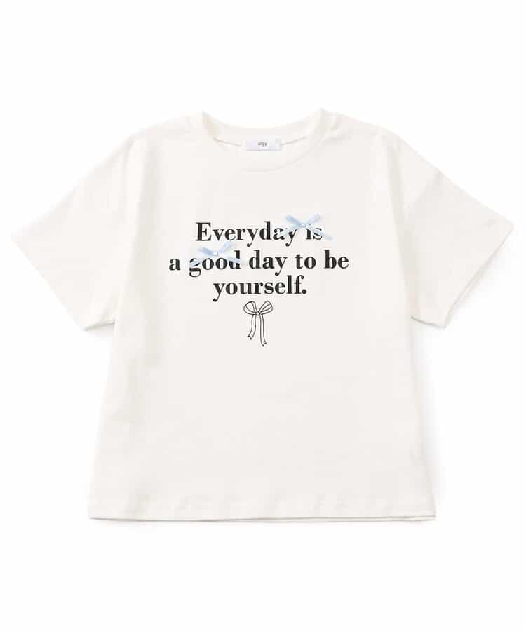 シルケット加工りぼん付きロゴTシャツ