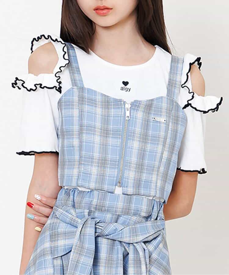 ★SALE★肩あきフリルリブTシャツ