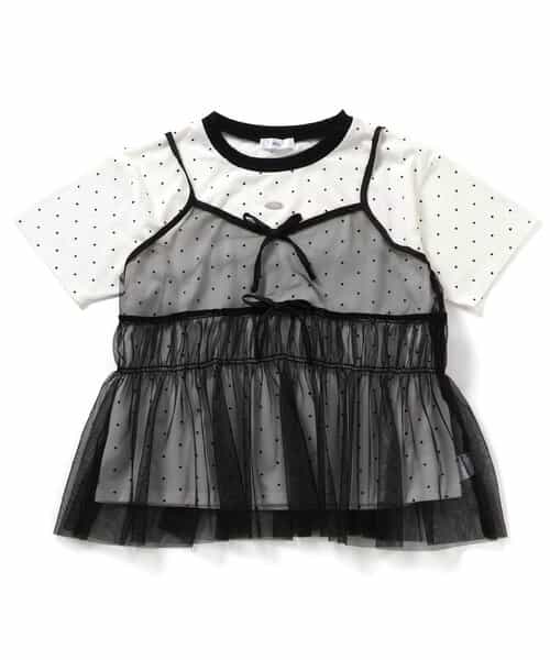 チュールキャミ＆Tシャツセット｜レイヤードコーデ 2枚セット