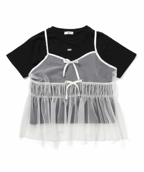チュールキャミ＆Tシャツセット｜レイヤードコーデ 2枚セット