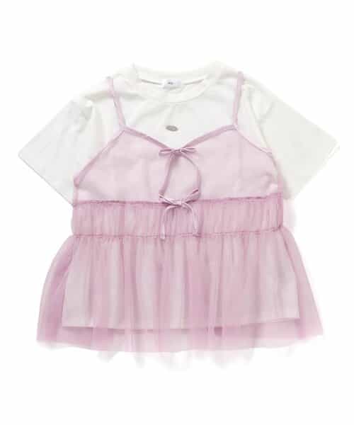 チュールキャミ＆Tシャツセット｜レイヤードコーデ 2枚セット