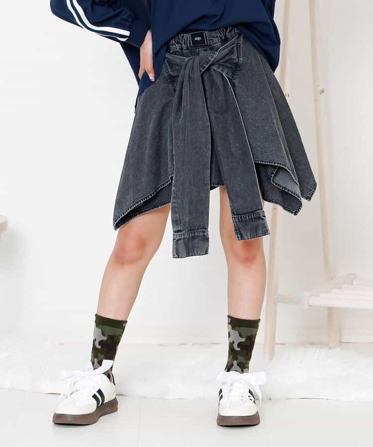 ★SALE★シャツ巻き風デニムキュロット