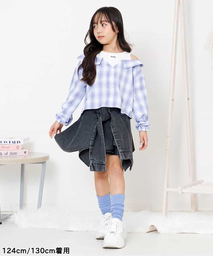 ★SALE★シャツ巻き風デニムキュロット_756538