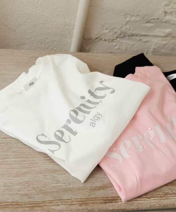 【puchily プチプラライン】パールロゴTシャツ