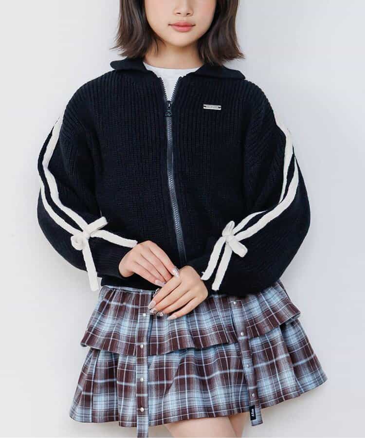 ラインりぼんニットカーデ