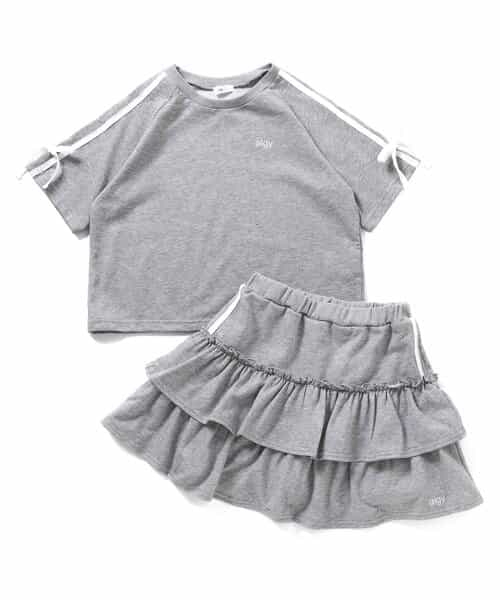 ラメミニ裏毛Tシャツ＆スカパンセット