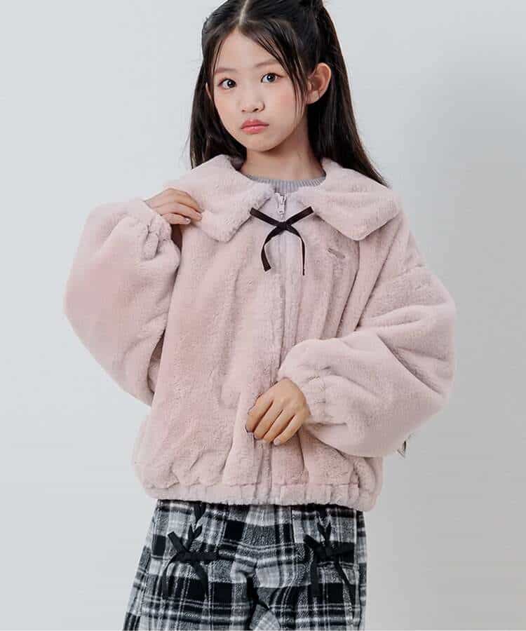 りぼんチャーム付きエコファーアウター