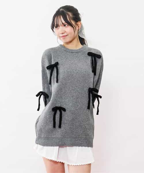 ★SALE★ニットりぼんミニワンピ