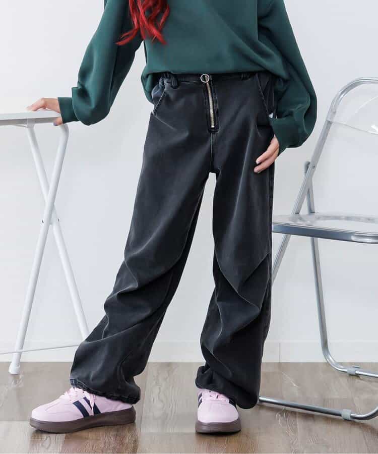 ★SALE★あったかフロントジップワイドパンツ