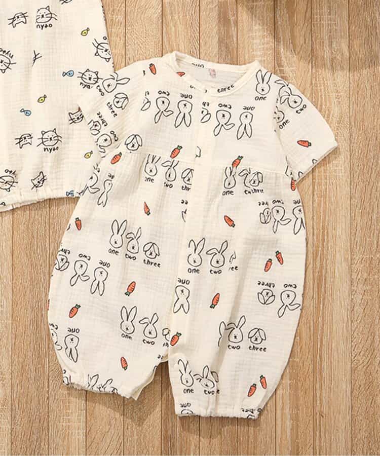 ★SALE★ねこ・うさぎガーゼ2WAYオール