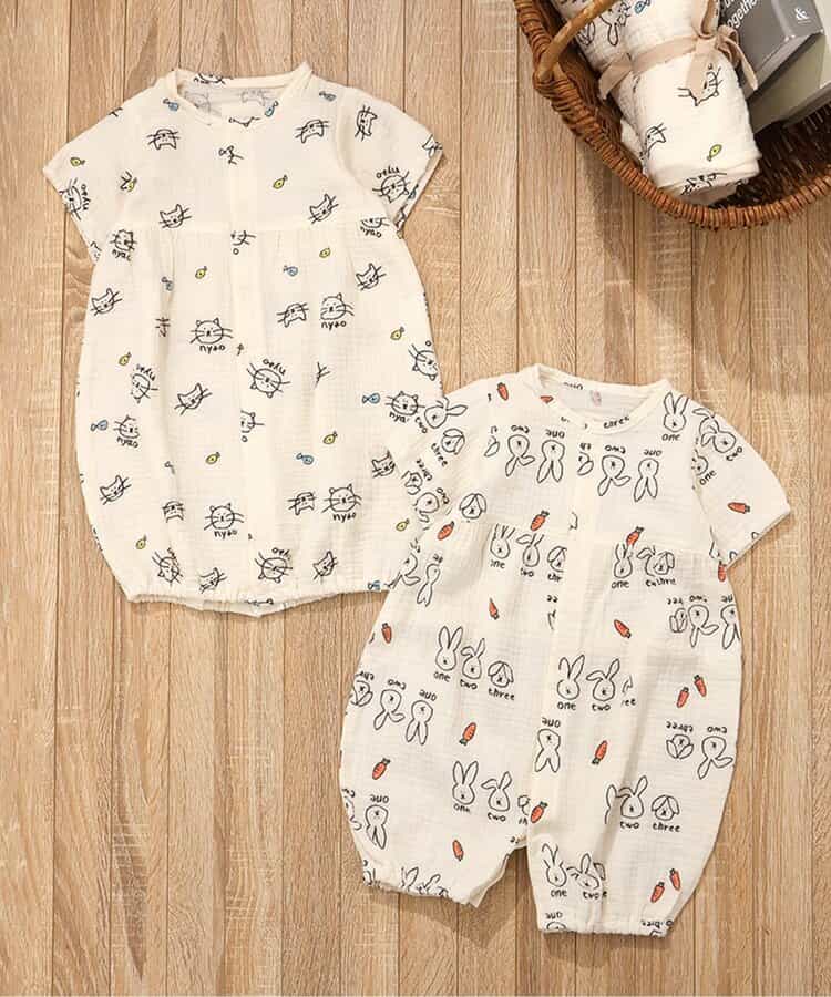 ★SALE★ねこ・うさぎガーゼ2WAYオール_714508