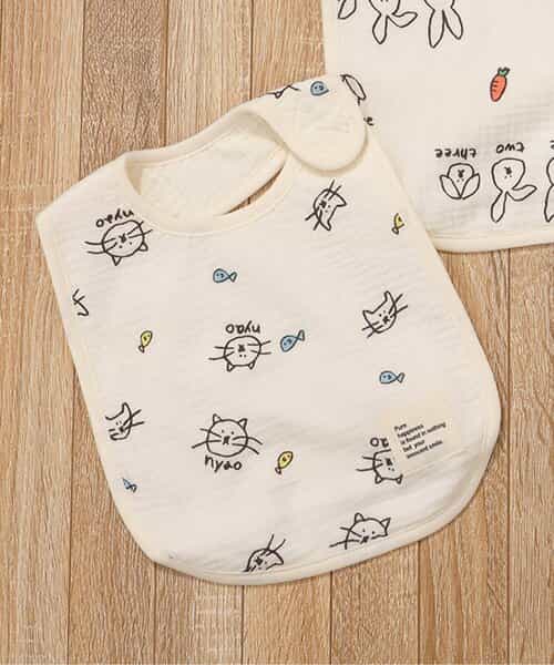 ★SALE★ねこ・うさぎ大判ガーゼスタイ