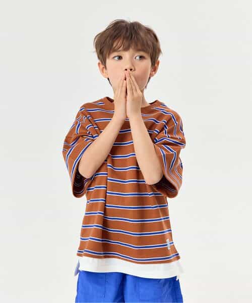 WEB限定  KUDOZ.B レイヤード先染めボーダーTシャツ(ジュニア対応)