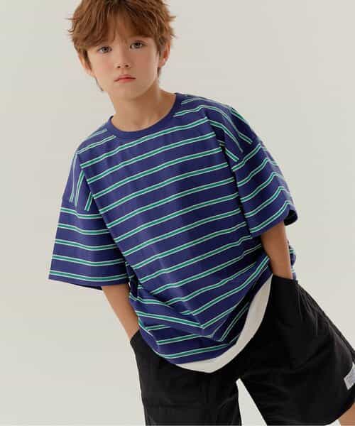 WEB限定  KUDOZ.B レイヤード先染めボーダーTシャツ(ジュニア対応)