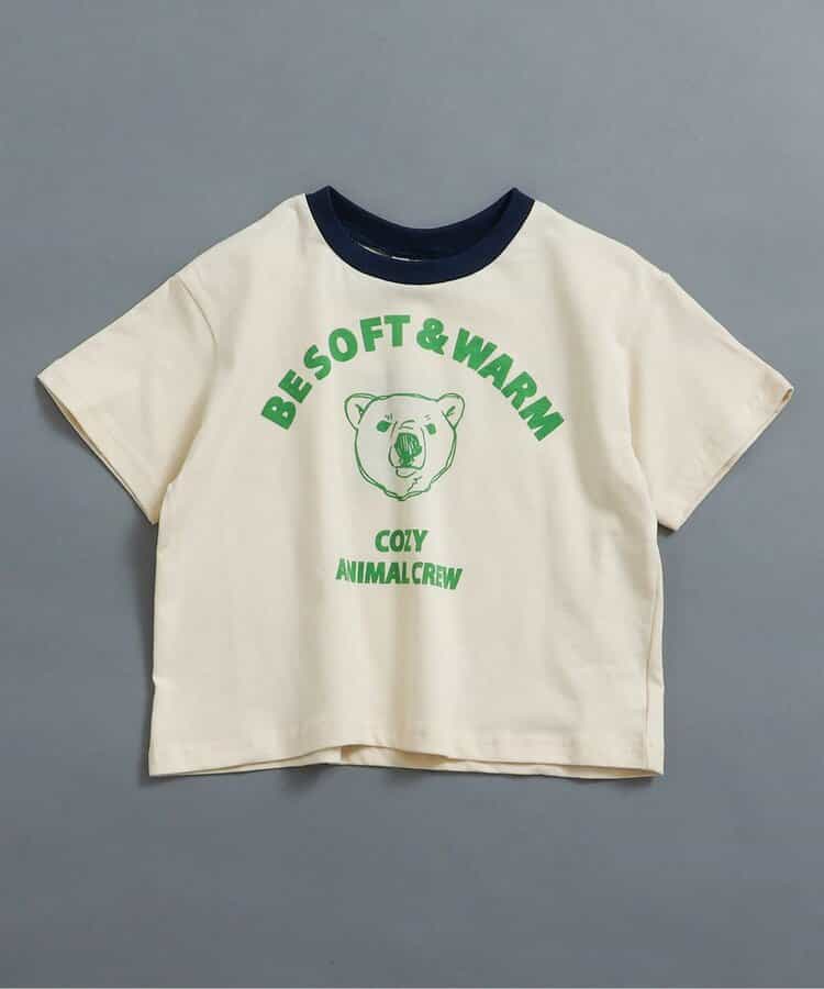 WEB限定  リンガー配色アニマルカレッジTシャツ