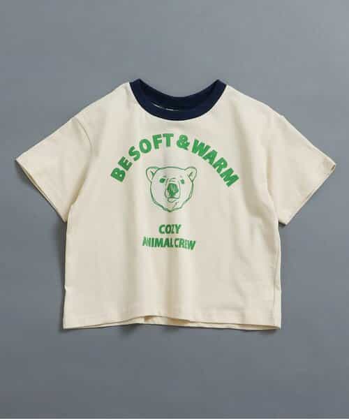 WEB限定  リンガー配色アニマルカレッジTシャツ