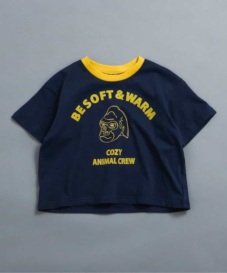 WEB限定  リンガー配色アニマルカレッジTシャツ