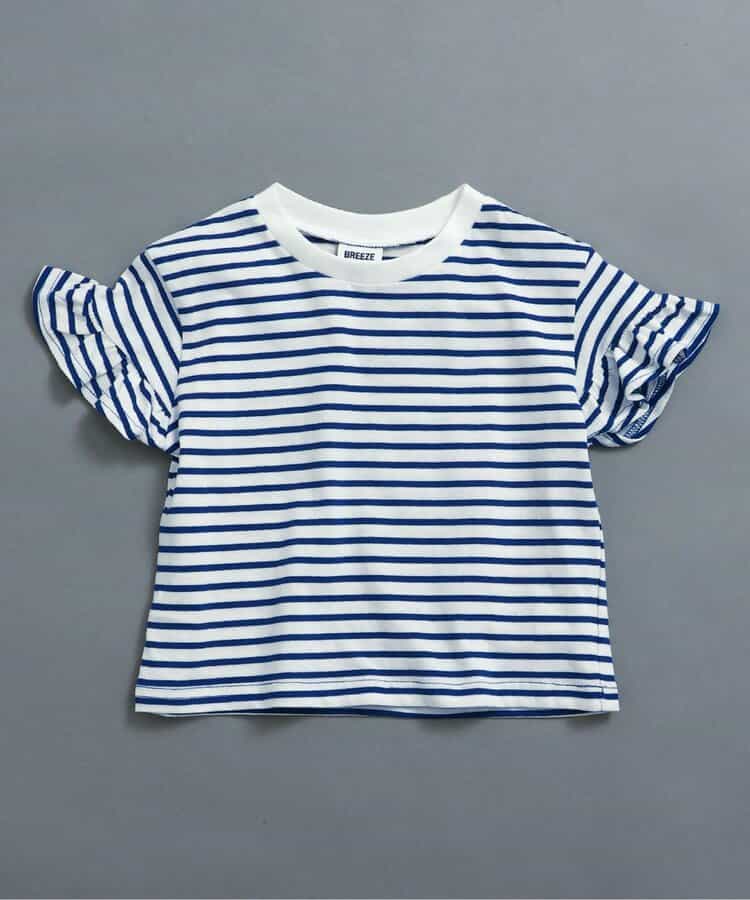 WEB限定  袖フリルボーダーTシャツ