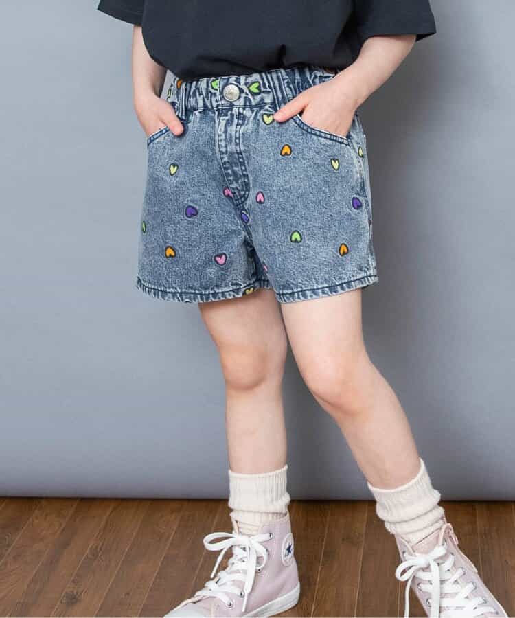 刺繍デニムショートパンツ