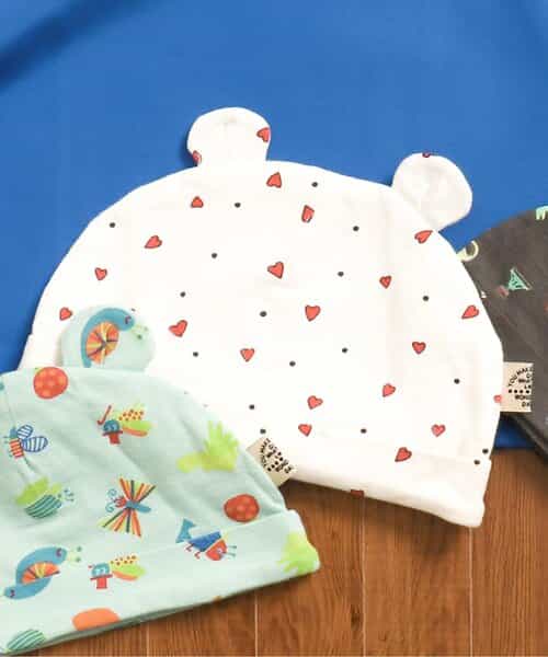 ★アウトレットセール★総柄耳付きベビー帽 マイファーストブリーズ