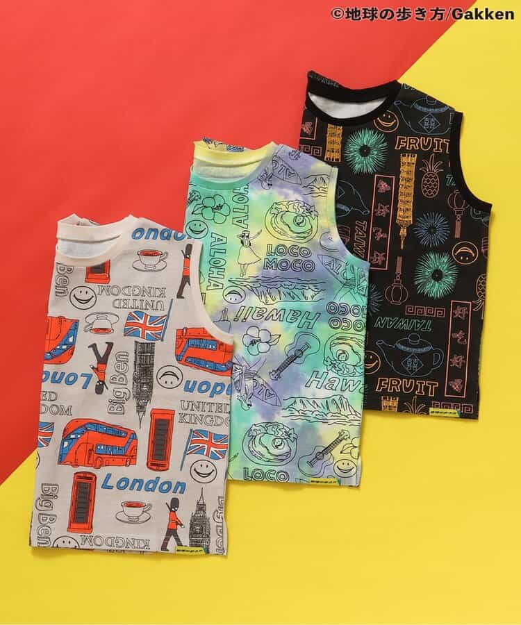★アウトレットセール★【地球の歩き方コラボ】あこがれ3都市ノースリ総柄Tシャツ_552106