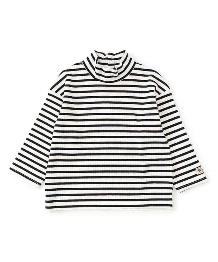 ハイネックリブボーダーTシャツ_955760
