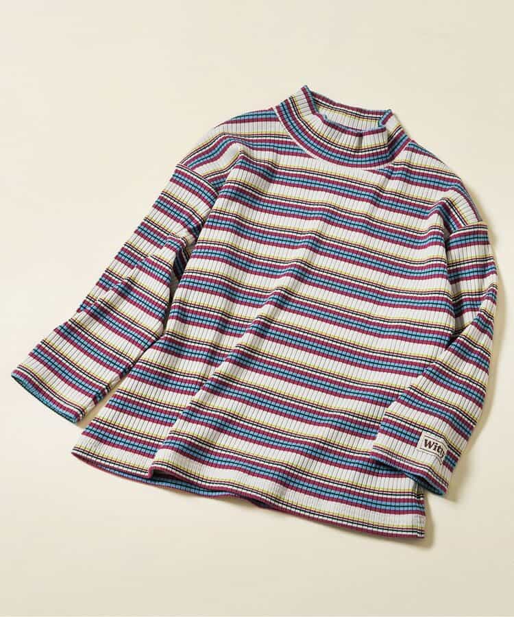 ハイネックリブボーダーTシャツ_955759