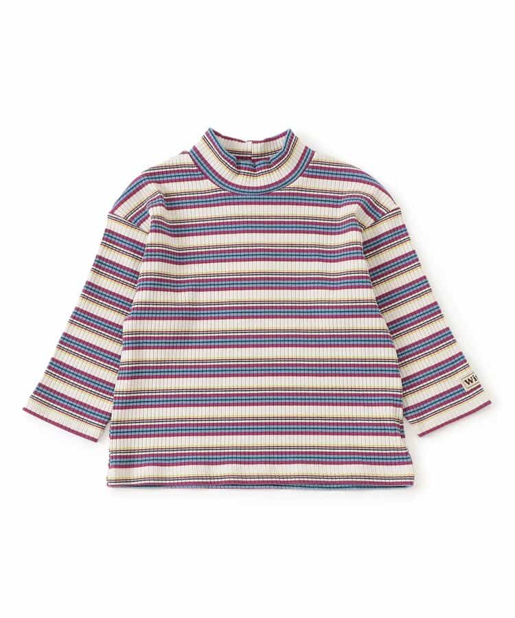 ハイネックリブボーダーTシャツ_955772