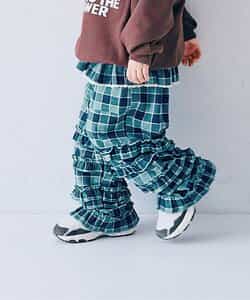 フランネルチェックリラックスストレートフリルパンツ リンク_935426