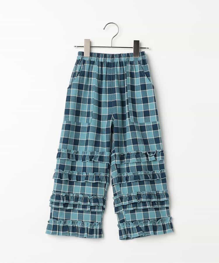 フランネルチェックリラックスストレートフリルパンツ リンク_935429