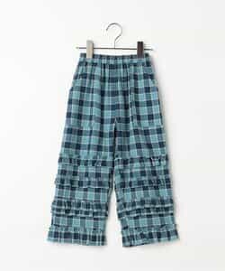 フランネルチェックリラックスストレートフリルパンツ リンク_935429