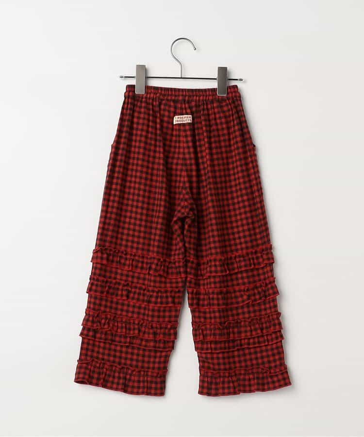 フランネルチェックリラックスストレートフリルパンツ リンク_935432