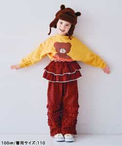 フランネルチェックリラックスストレートフリルパンツ リンク_935440