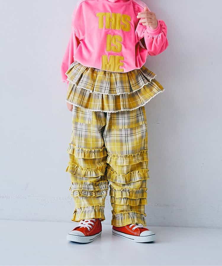 フランネルチェックリラックスストレートフリルパンツ リンク