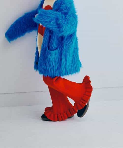 ぬくぬくリブ編みニット裾フリルパンツ