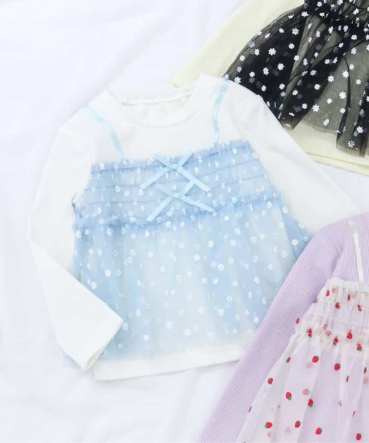 ★SALE★【リンク】いちご・花柄チュールドッキングトップス