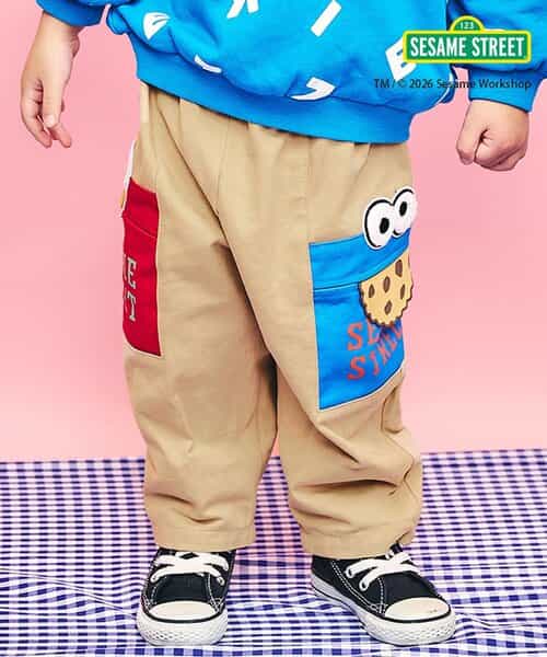★SALE★セサミストリート 総柄・モチーフポケットパンツ  10分丈