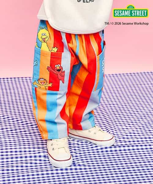 ★SALE★セサミストリート 総柄・モチーフポケットパンツ  10分丈