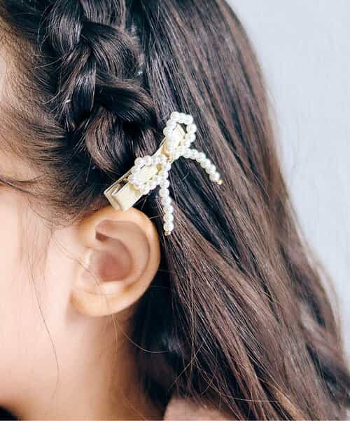 ★SALE★パールリボンヘアクリップセット