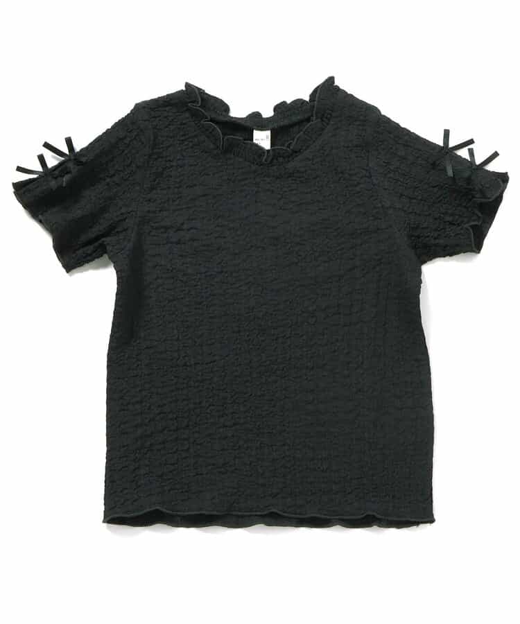 ぽこぽこジャガード袖リボンTシャツ_906119