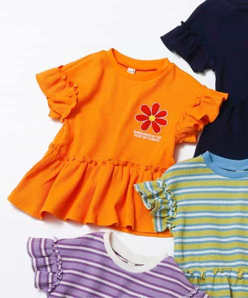 フラワーワッペンペプラムモチーフTシャツ