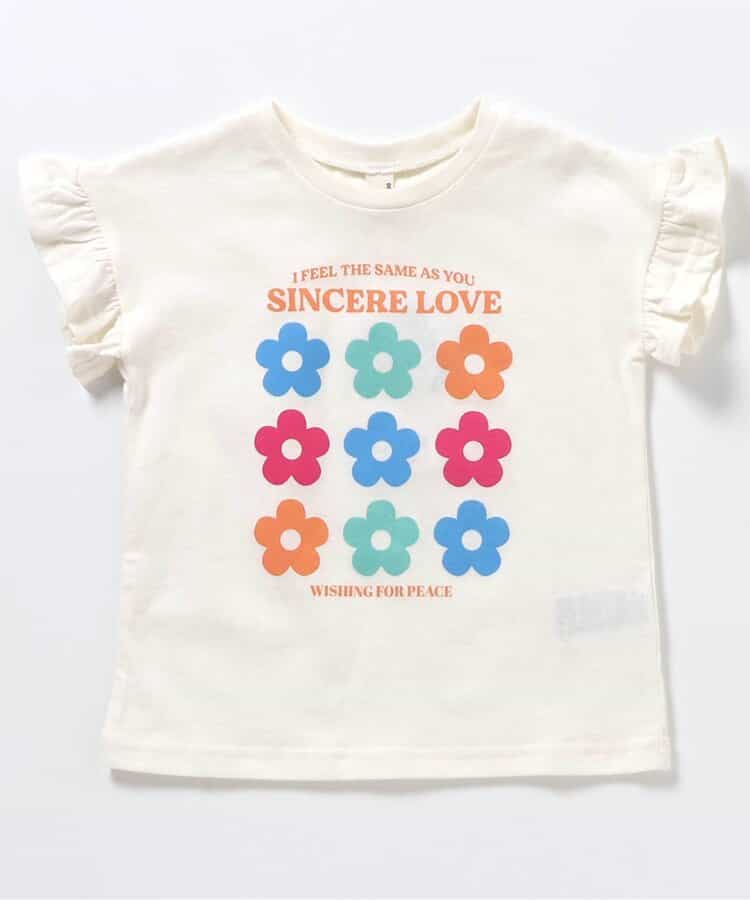 WEB限定 ハート・フラワーアップリケフリルTシャツ