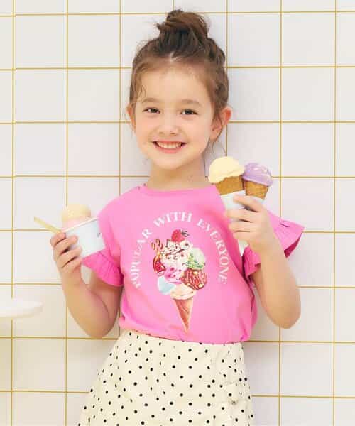WEB限定 ハート・フラワーアップリケフリルTシャツ