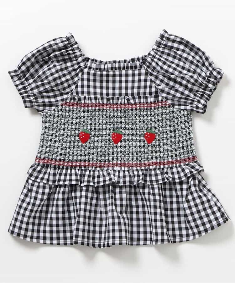 ★SALE★いちご・デイジー刺繍シャーリングトップス