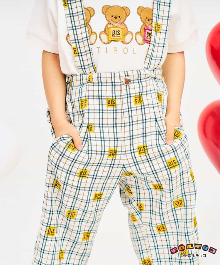 ★アウトレットセール★チロルチョコ×tiny bear サスペンダー付きパンツ 10分丈_931183