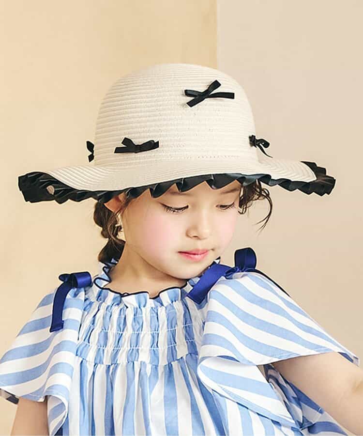 ★SALE★【UVカット】リボンフリルペーパーハット