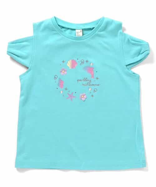 リボンオフショルサマーモチーフTシャツ